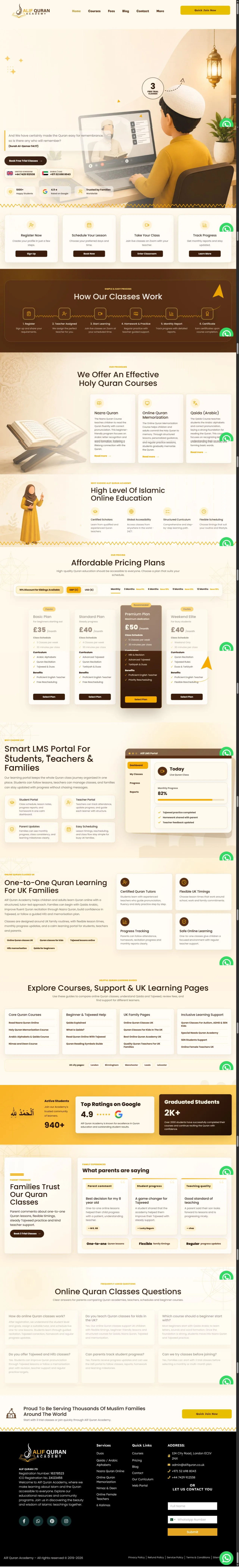 Latest Alif Quran academy homepage